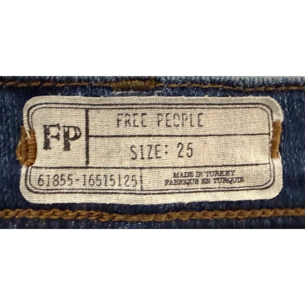 Free People Women's Wide Leg Crop Jeans Raw Hem High Rise Stretch Casual Boho 25